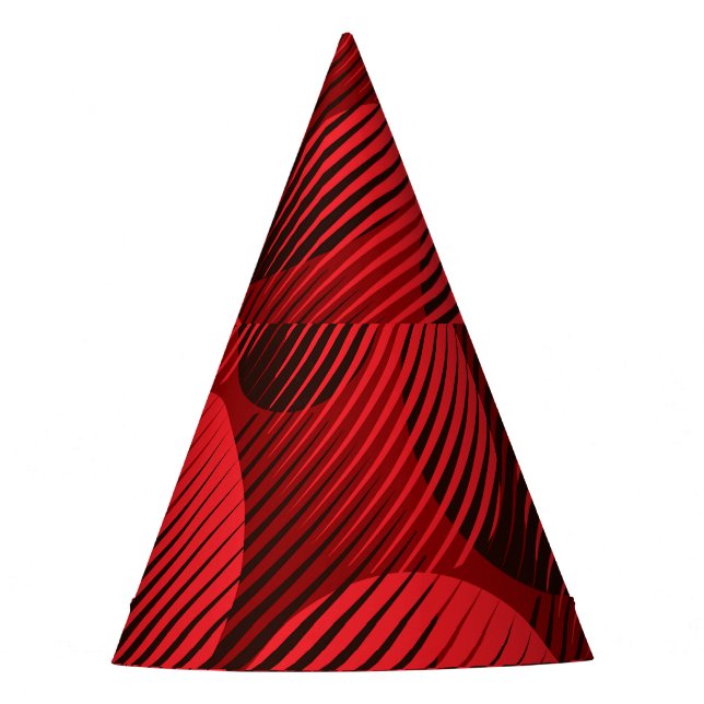 Red Geometric: Raster Line Art Party Hat (Front)