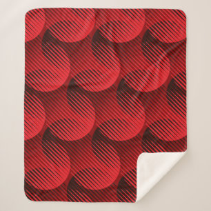Red Geometric: Raster Line Art Sherpa Blanket