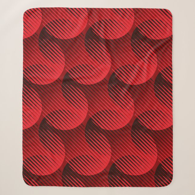 Red Geometric: Raster Line Art Sherpa Blanket (Front)
