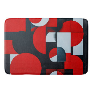 Red geometric shapes bath mat