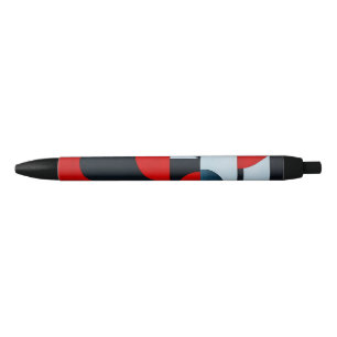 Red geometric shapes black ink pen