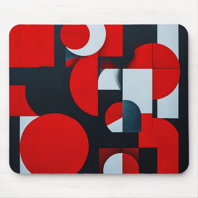 Red geometric shapes mouse mat (Front)