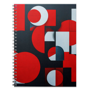 Red geometric shapes notebook