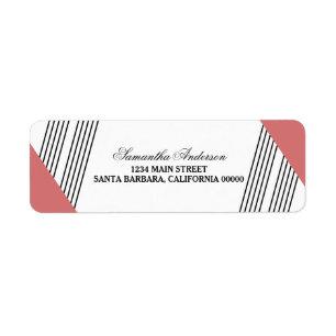 Red Geometric Stripe Address Labels