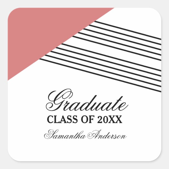 Red Geometric Stripe Graduation Stickers (Front)