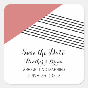 Red Geometric Stripe Save the Date Stickers