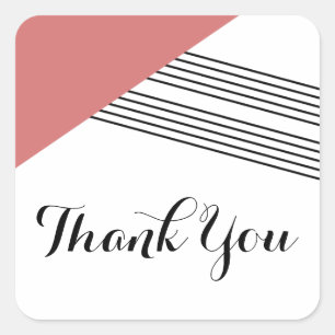 Red Geometric Stripe Thank You Stickers