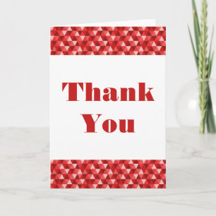 Red Geometric Triangles Thank You Card