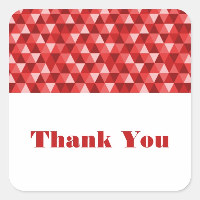 Red Geometric Triangles Thank You Stickers (Front)