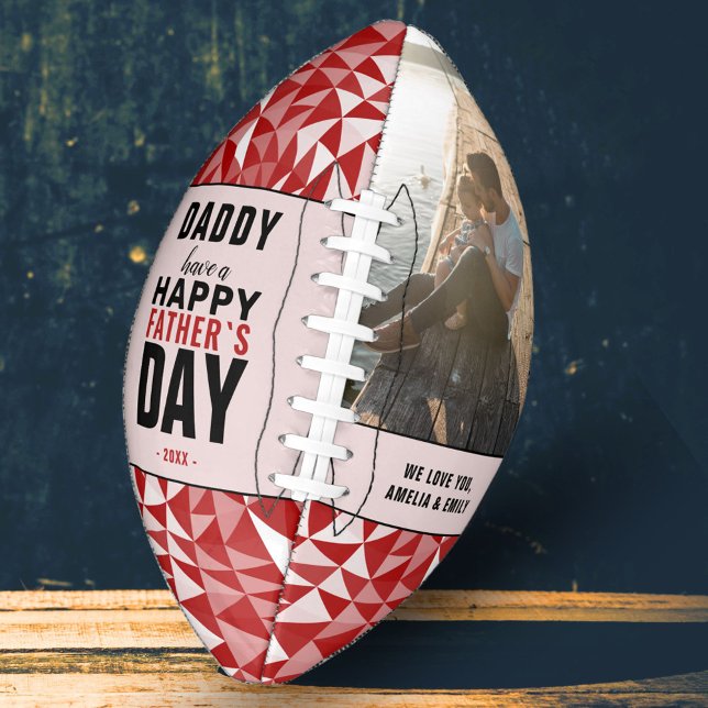 Red Geometrical Daddy Happy Father`s Day Photo American Football (Creator Uploaded)