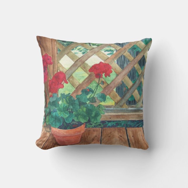 Red Geranium Cushion (Front)