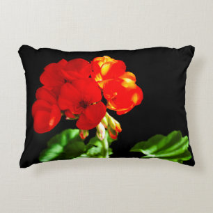 Red geranium flower decorative cushion