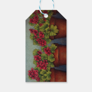 Red Geraniums in clay pots Gift Tags