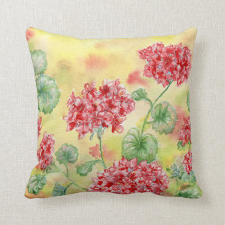 "Red Geraniums" Throw Pillow