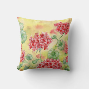 "Red Geraniums" Throw Pillow