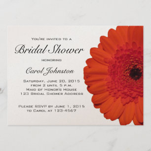 Red Gerber Daisy Bridal Shower Invitation