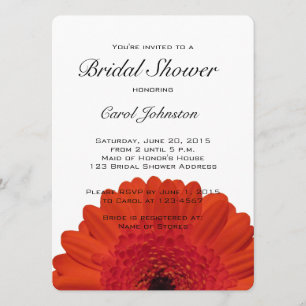 Red Gerber Daisy Bridal Shower Invitation