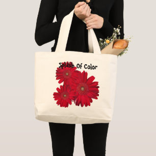 Red Gerber Daisy Close Up Photograph Large Tote Bag
