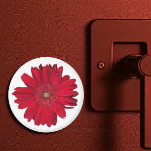 Red Gerber Daisy Close Up Photograph Magnet