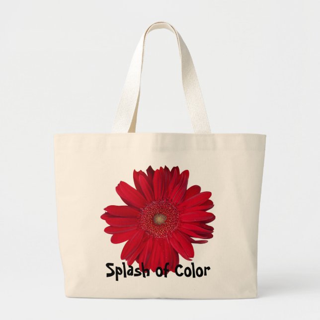 Red Gerber Daisy Close-Up Photograph Reusable Large Tote Bag (Front)