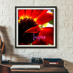 Red Gerber Daisy Closeup Photo Bold Modern Inspire Poster<br><div class="desc">“Inspire.” A close-up photo of a vibrant red-orange and yellow daisy will remind you of a warm, summer's day. Relax and experience the inspiration of this photograph whenever you gaze at this stunning, graphic poster print. Makes a great uplifting and inspirational gift! You can easily personalize this poster plus I...</div>