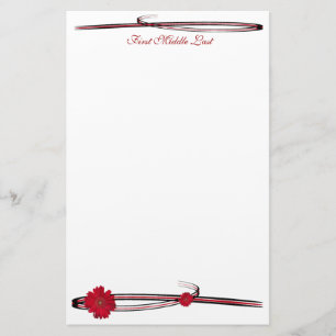 Red Gerber Daisy Flower Photograph Flourish Stationery