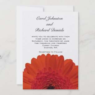 Red Gerber Daisy Wedding Invitation