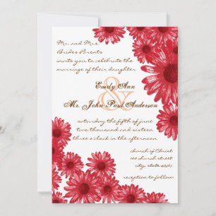 Red Gerber Daisy Wedding Invitations