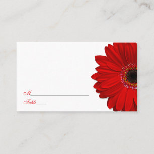Red Gerber Daisy Wedding Place Cards