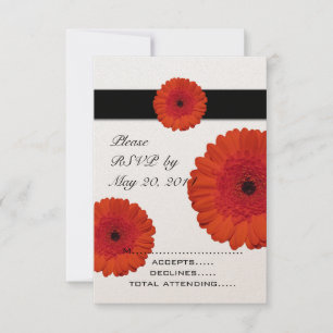 Red Gerber Daisy Wedding RSVP Cards