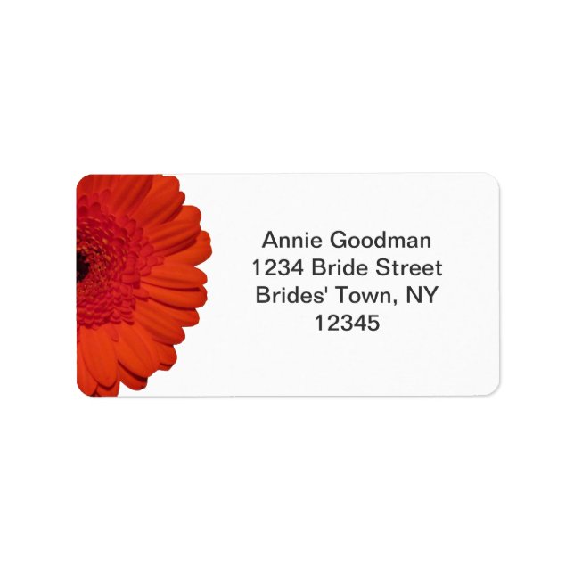 Red Gerber Daisy Wedding RSVP Return Address Label (Front)