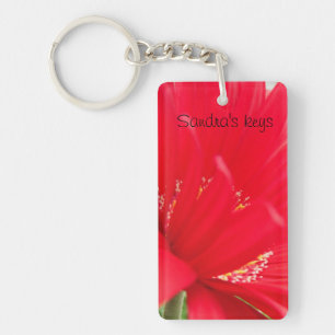 Red Gerber Gerbera daisy create your own Key Ring