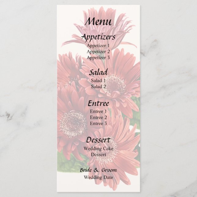 Red Gerbera Daisies Menu (Front)