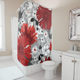 Red Gerbera Daisies Shower Curtain