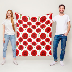 Red Gerbera Daisy Bouquet Fleece Blanket