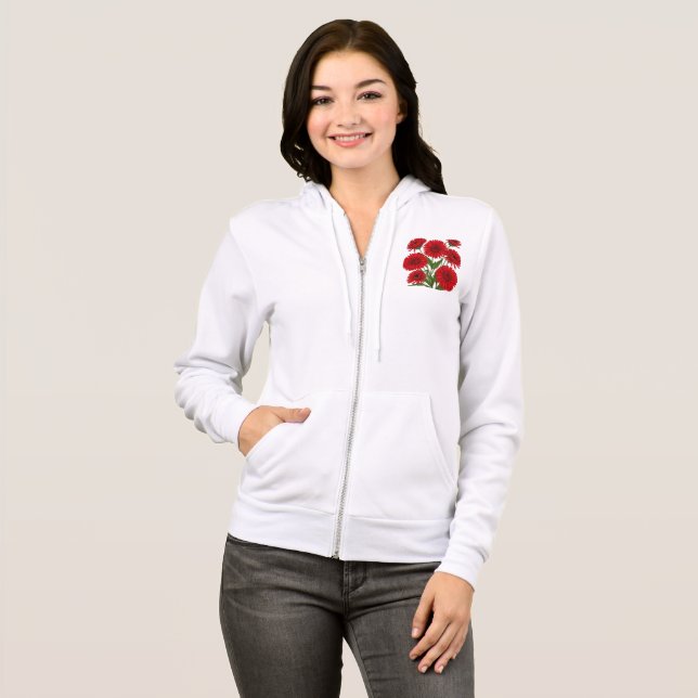 Red Gerbera Daisy Bouquet Hoodie (Front Full)
