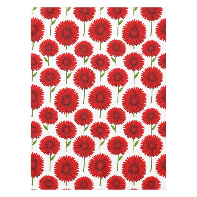 Red Gerbera Daisy Bouquet Tablecloth (Front)