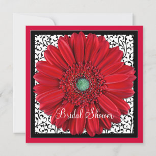 Red Gerbera Daisy Bridal Shower Invitation