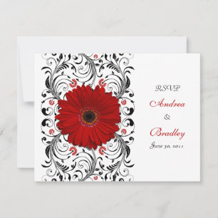 Red Gerbera Daisy Floral Response Card
