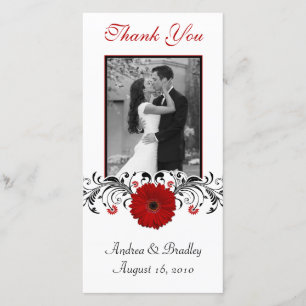 Red Gerbera Daisy Floral Thank You Photo Card