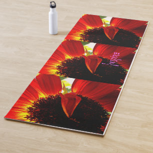 Red Gerbera Daisy Flower Photo Inspire Calligraphy Yoga Mat
