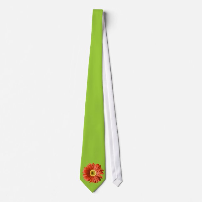 Red Gerbera Daisy Flower Tie (Front)