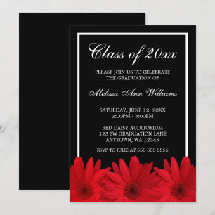 Red Gerbera Daisy Graduation Announcement