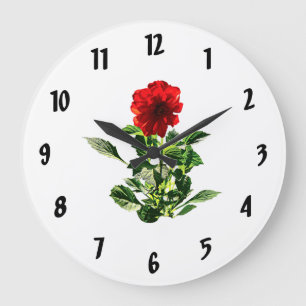Red Gerbera Daisy Large Clock