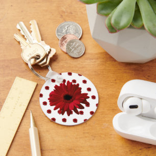 Red Gerbera Daisy Mother's Day Key Ring