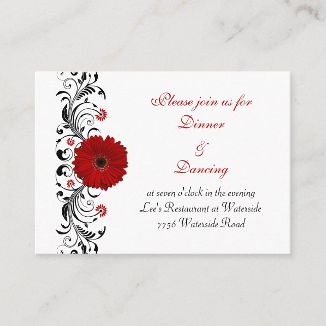 Red Gerbera Daisy Reception Card (Front)