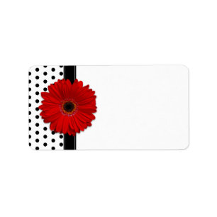 Red Gerbera Daisy Wedding Blank Address Labels