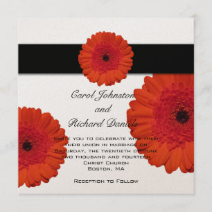 Red Gerbera Daisy Wedding Invitation