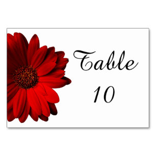 Red Gerbera Daisy Wedding Table Card