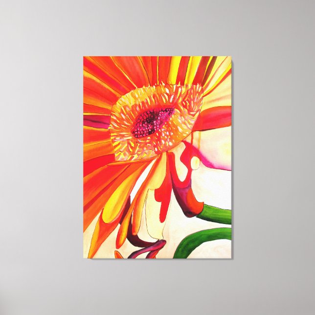 Red Gerbera flower watercolor painting art Canvas Print (Front)